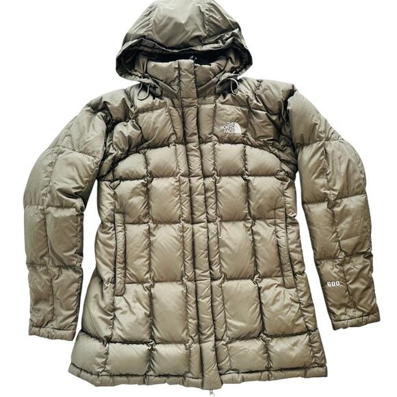 North Face Ladies Green Midi 600 Fill Goose Down Puff Jacket Size Medium Winter - Picture 1 of 12